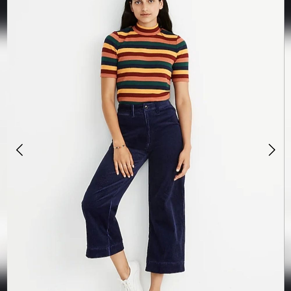 Madewell Emmett Wide-Leg Crop Pants in Corduroy Dark Midnight Blue